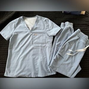 Figs Heather denim scrub set